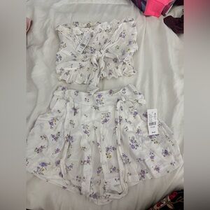 Floral Two-Piece Set with Purple Flowers